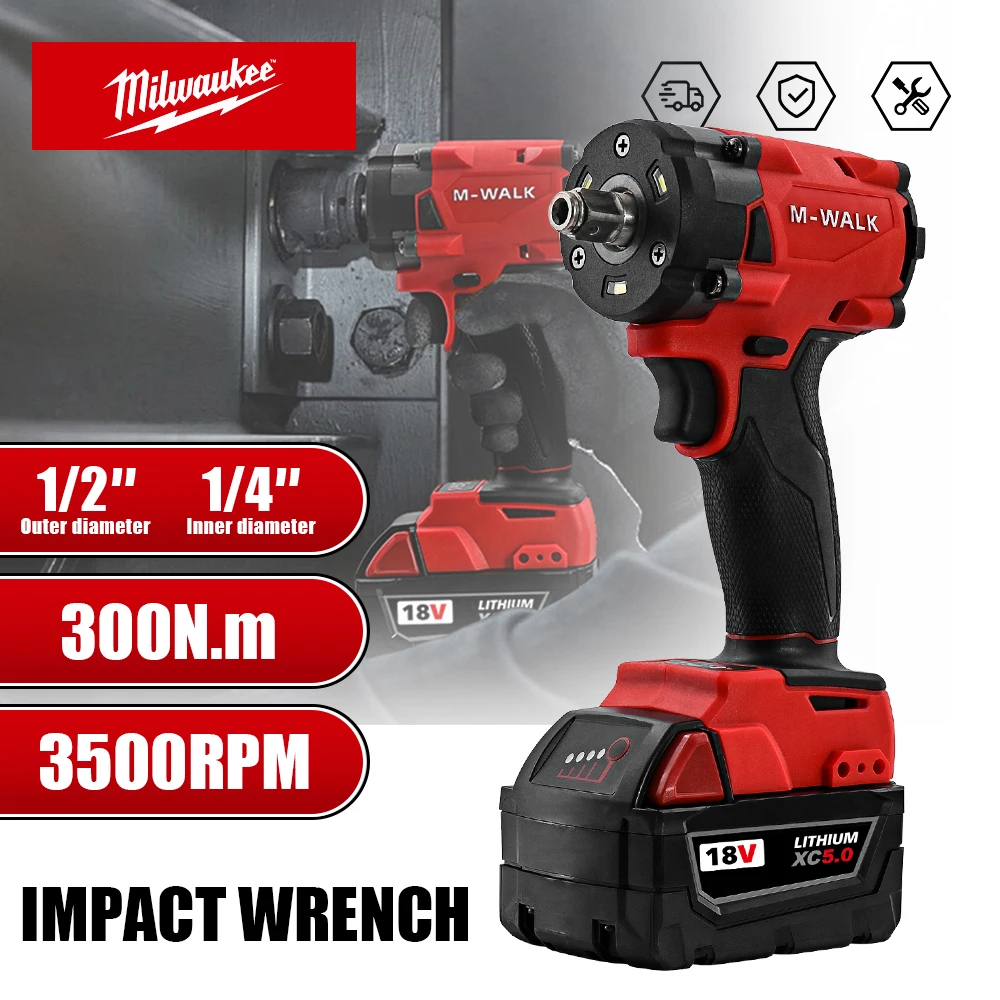 

1/2 Inch Brushless Electric Impact Wrench Cordless Variable Speed Wrench Impact Driver 18V Power Tool For Milwaukee Battery Pin