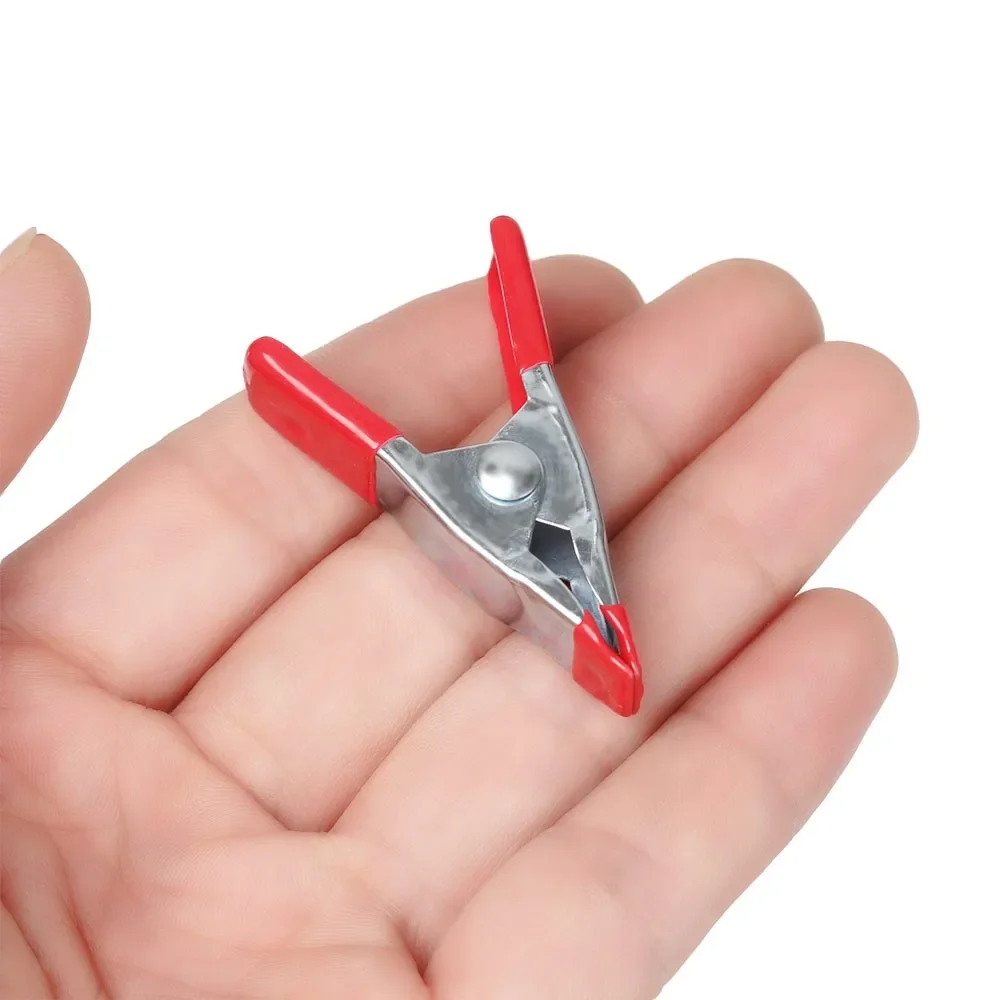 10/8/3/2/1pcs 2/4/6 Inch Mini Metal Heavy Duty Spring Clamps Crocodile Clip Red Plastic Tips Tool Clips Grip Holder