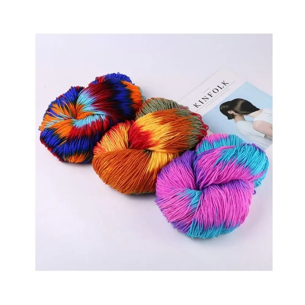 Warm Acrylic Wool Yarn Segment Dyed Mixed Color Knitting Crochet Thread Hand-woven Scarf