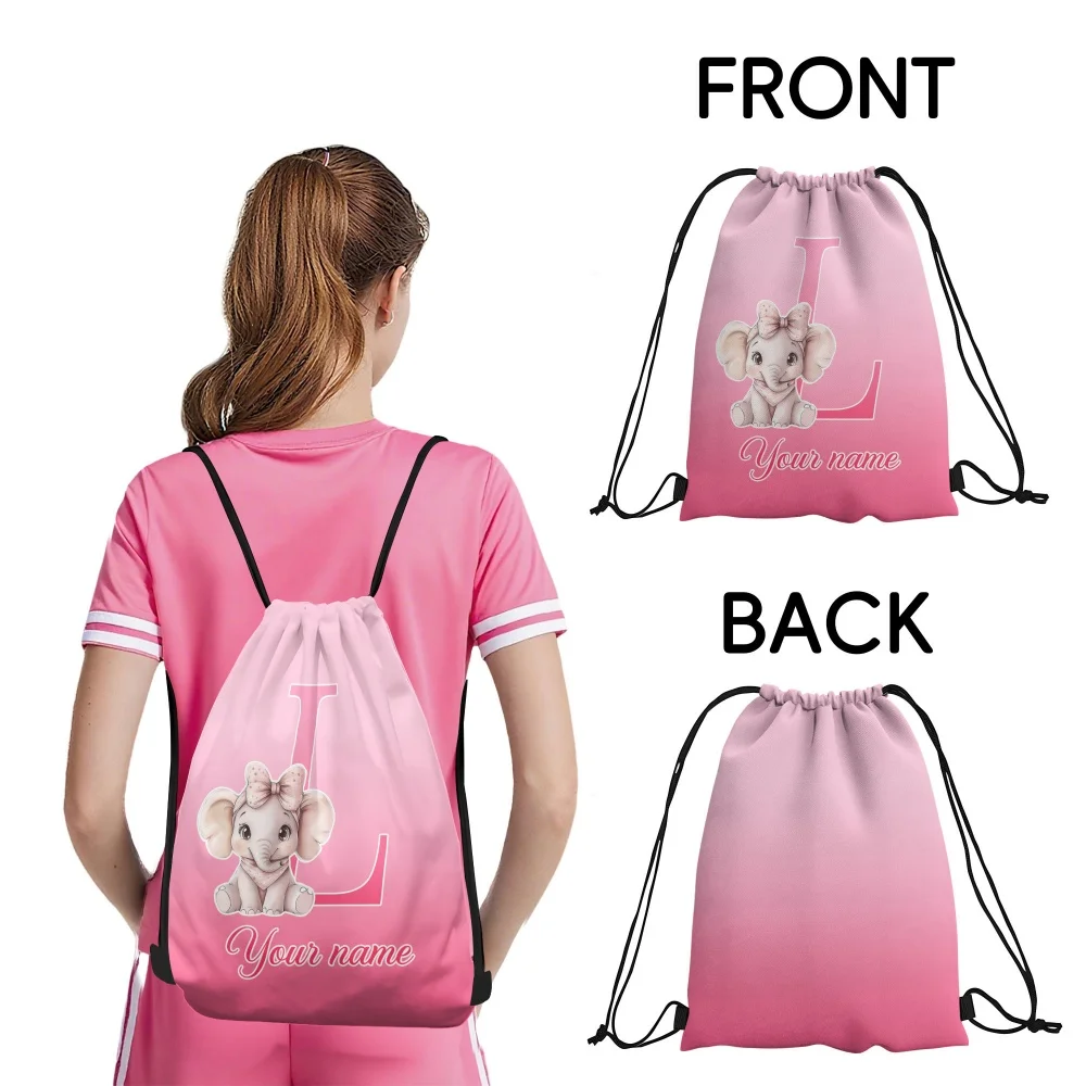 1 Custom Cute Animal Theme Drawstring Backpack, 8 Color Options, Personalized Name Customization, 13.4x16IN
