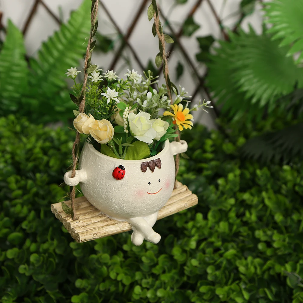 Swing Smile Face Planter Succulent Pots Hanging Flower Pots for Indoor and Outdoor Plants for String of Pearls Plant