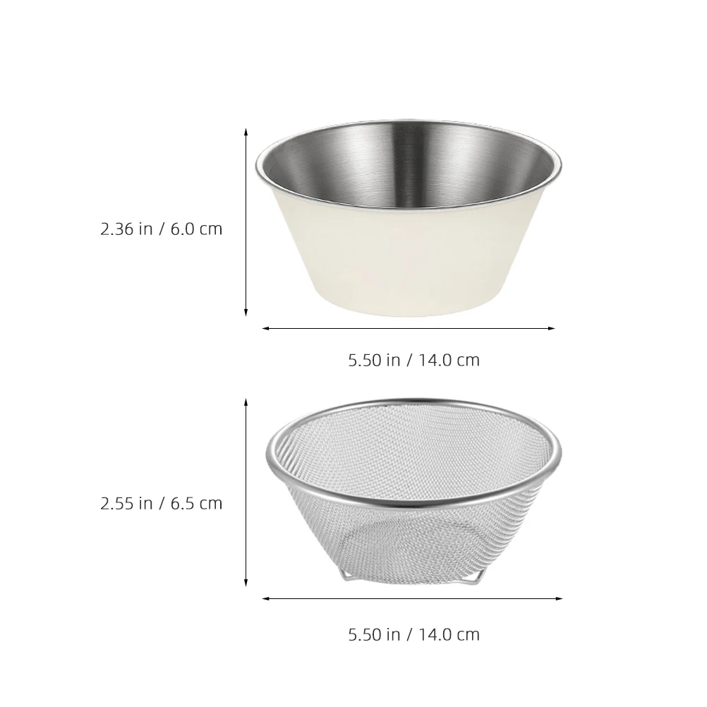 

2 Pieces Stainless Steel Colander Strainer Fine Mesh Food Sieve Sifter Bowl Rice Washing Fruit Basket Vegetable Drainer Kitchen
