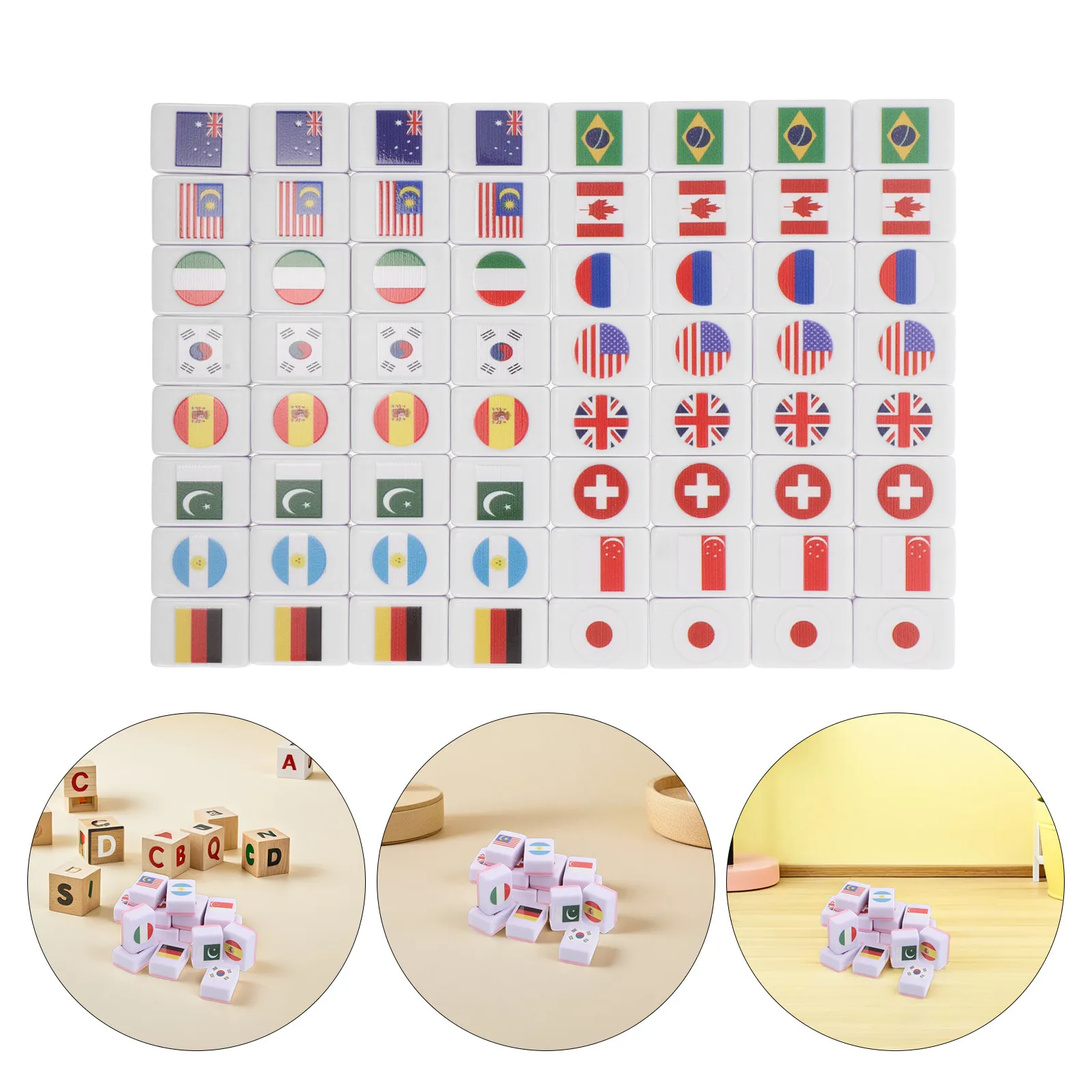 Entertainment Mahjong Game Matching Tiles Family Board Flag Pattern 2 Players Block Memory Games Fun