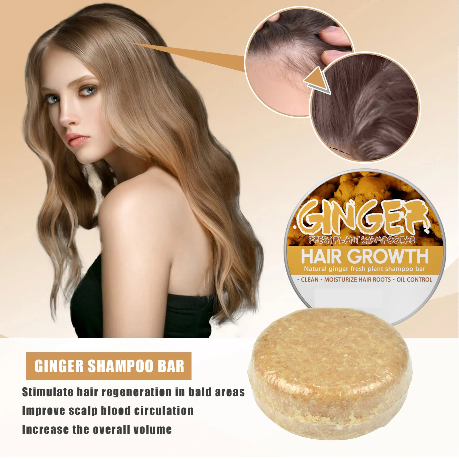 Ginger Hair Care Shampoo, Sabonete suave para cabelos macios, Ajuda a promover cabelos nutridos e saudáveis