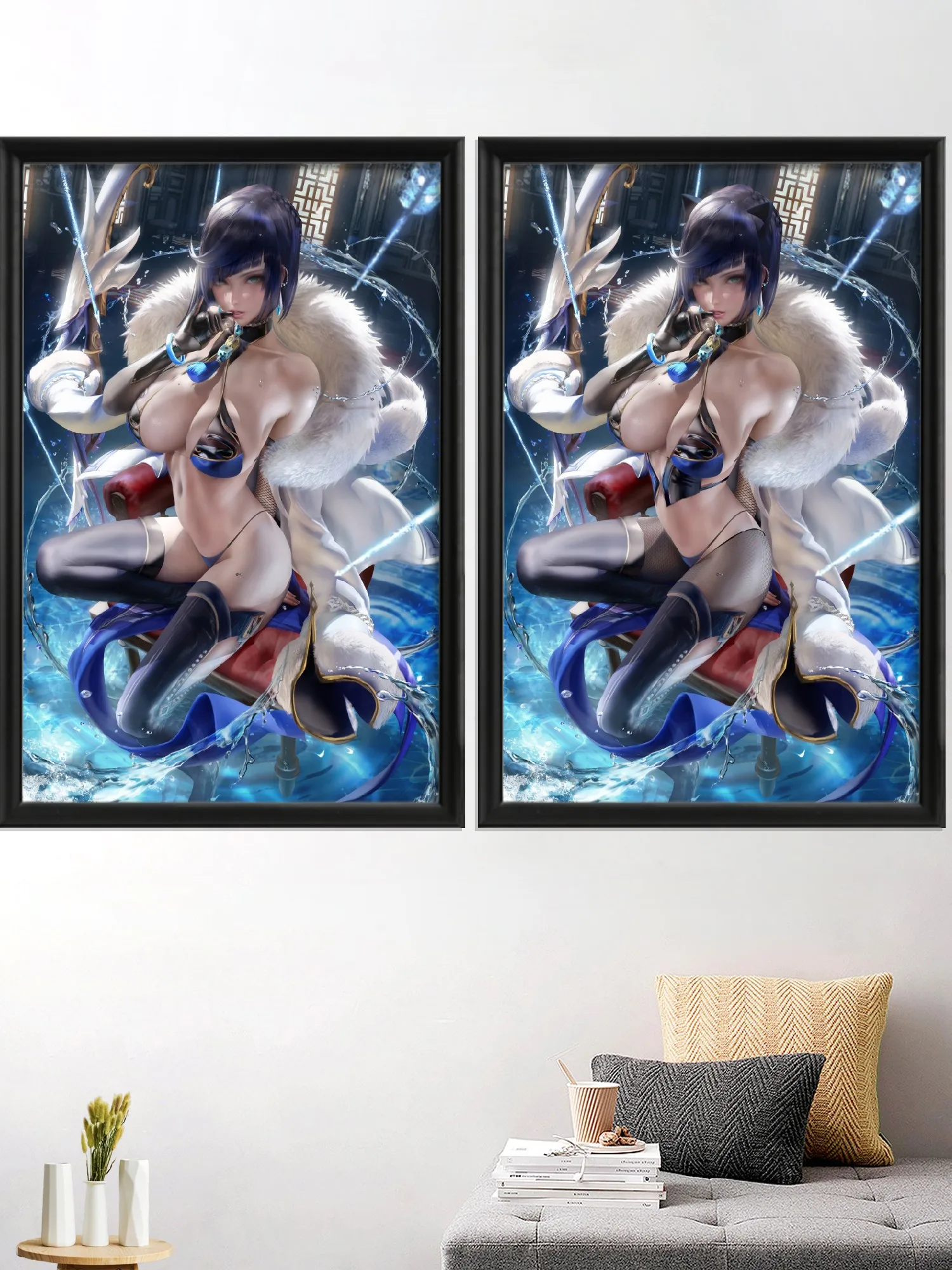 Yelan Yor YoRHa 2B Yuzuriha Game Genshin Impact Yumeko Anime Sexy Nude Girl Art-Silk-Poster, Picture, For Living Room