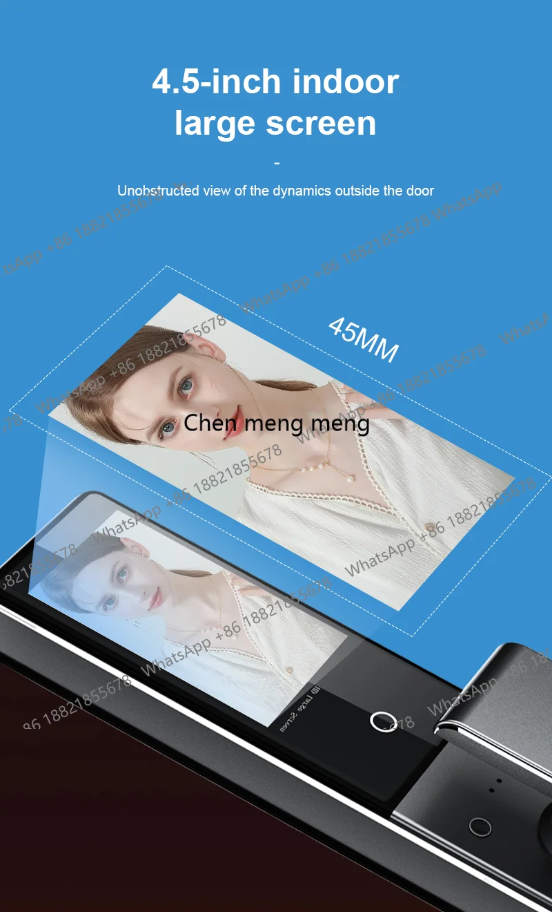 Smart Digital Door Lock with Fingerprint Palm/face Recognition WiFi Network Cloud Data Storage Option