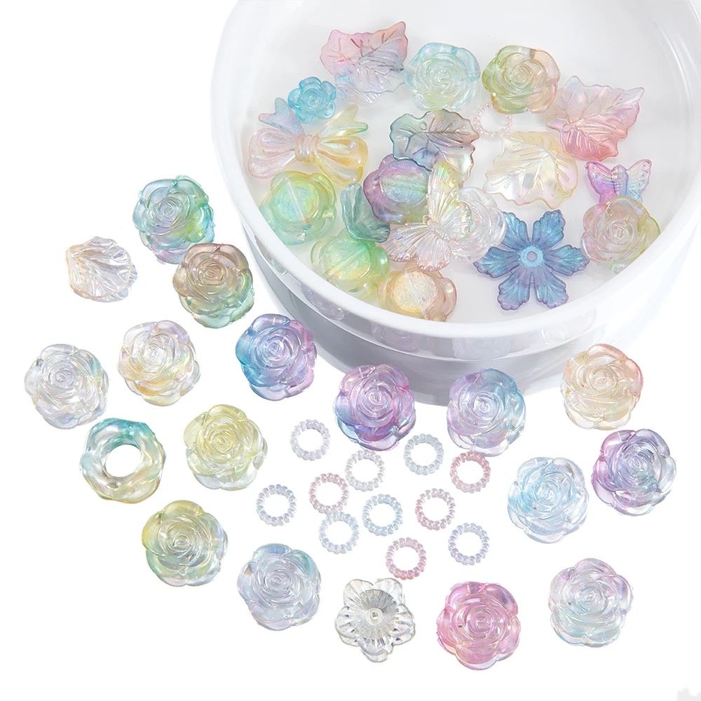 100g Acrylic Butterfly Bowknot Beads Series Charms Various Mixed Pendants for DIY Bracelet Necklace Jewelry Making Findings