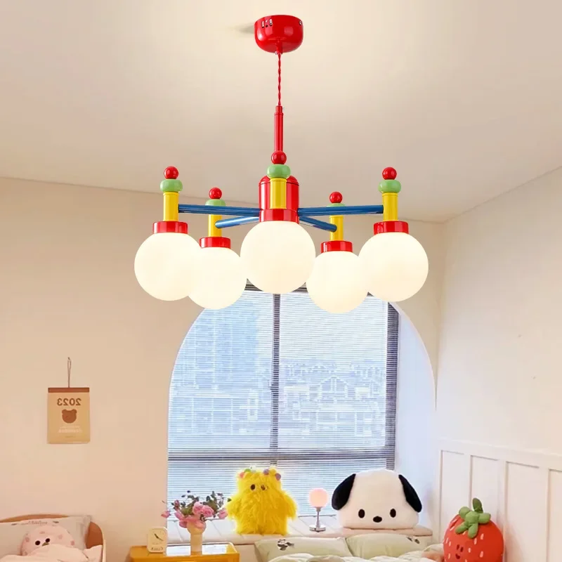 Romantic Warm Colorful Children\'s Room Ceiling Chandelier Macaron LED Lighting Pendant Lamp for Boys Girls Bedroom Study Fixture