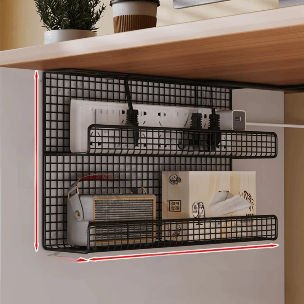 

High Quality Under-desk Cable Management Tray No Drill Metal Wire Socket Storage with Clamp Desk Cable Organizer Office