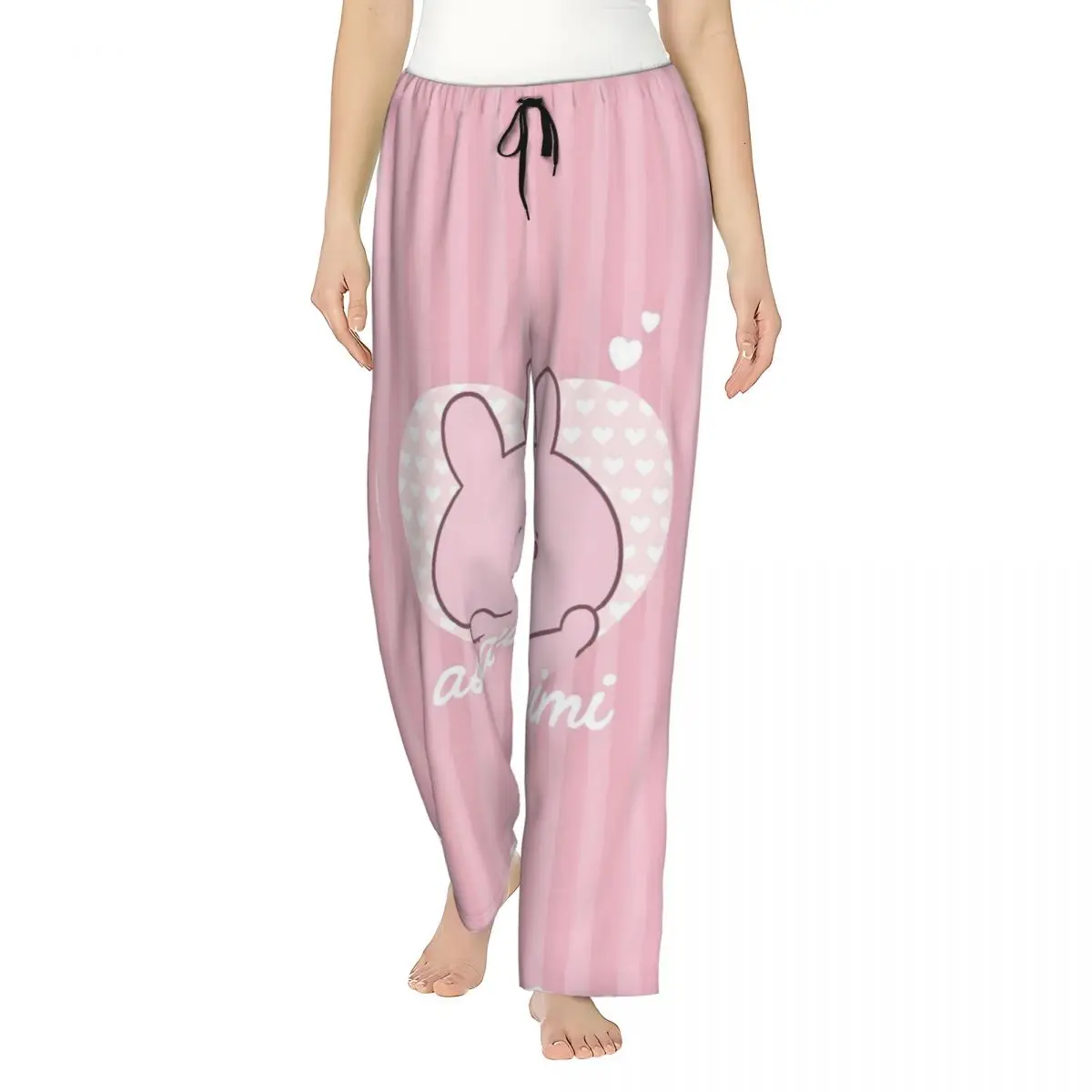 Custom Cartoon A-Asamimichans Cute Pajama Pants Sleepwear Women Elastic Waistband Sleep Lounge Bottoms with Pockets view 3