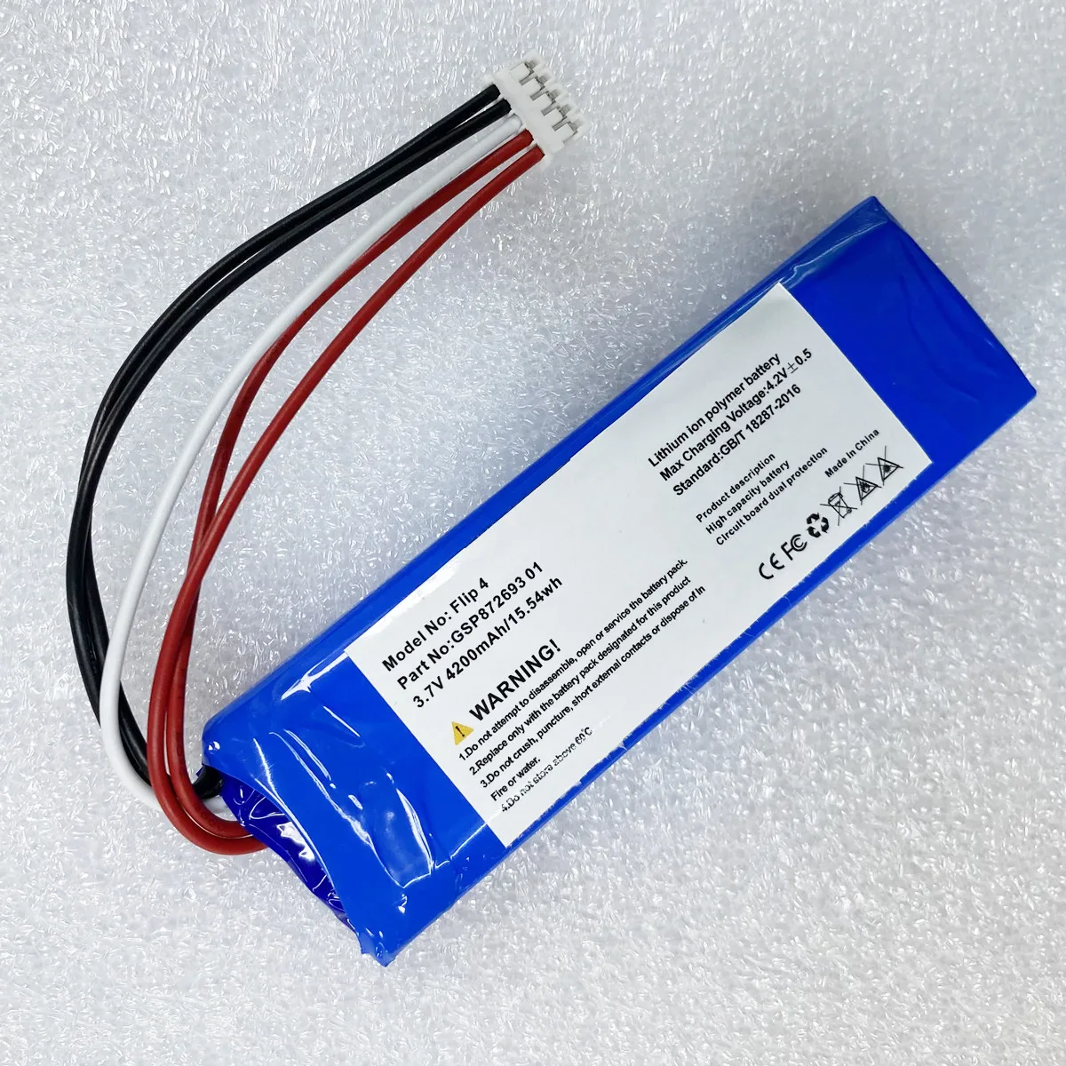 3.7V 4200mAh 15.54Wh Battery For JBL Flip 4, Flip 4 Special Edition GSP872693 01 Flip4 Bluetooth Speakers