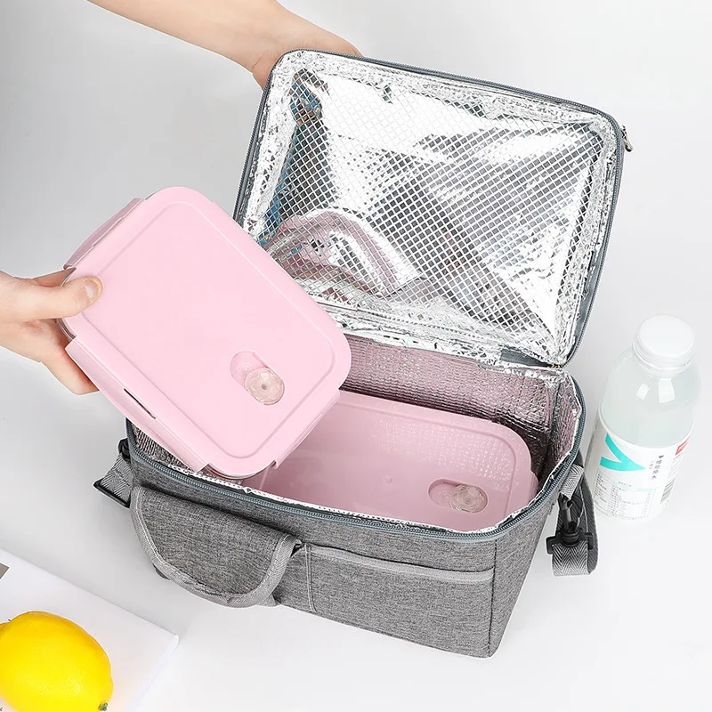 BYMONDY Double Aluminum Foil Thermal Lunch Bags for Food Large Capacity Picnic Crossbody Cold Storage Box Insulated Bento Pouch