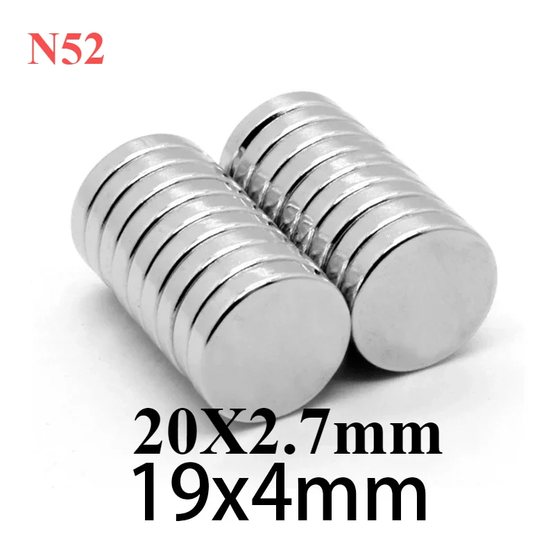 N52 19x4 20X2.7 Strong Disc NdFeB Round Neodymium Magnets Search Magnet Powerful ebike Industrial Motor Generator Toy Customised