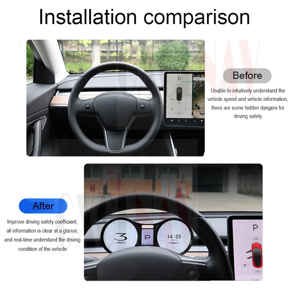 

Auto Accessories 10.2" Car LCD Instrument Dash Panel Board Meter Screen For Tesla Model 3 Model Y Model3 ModelY Linux OS System