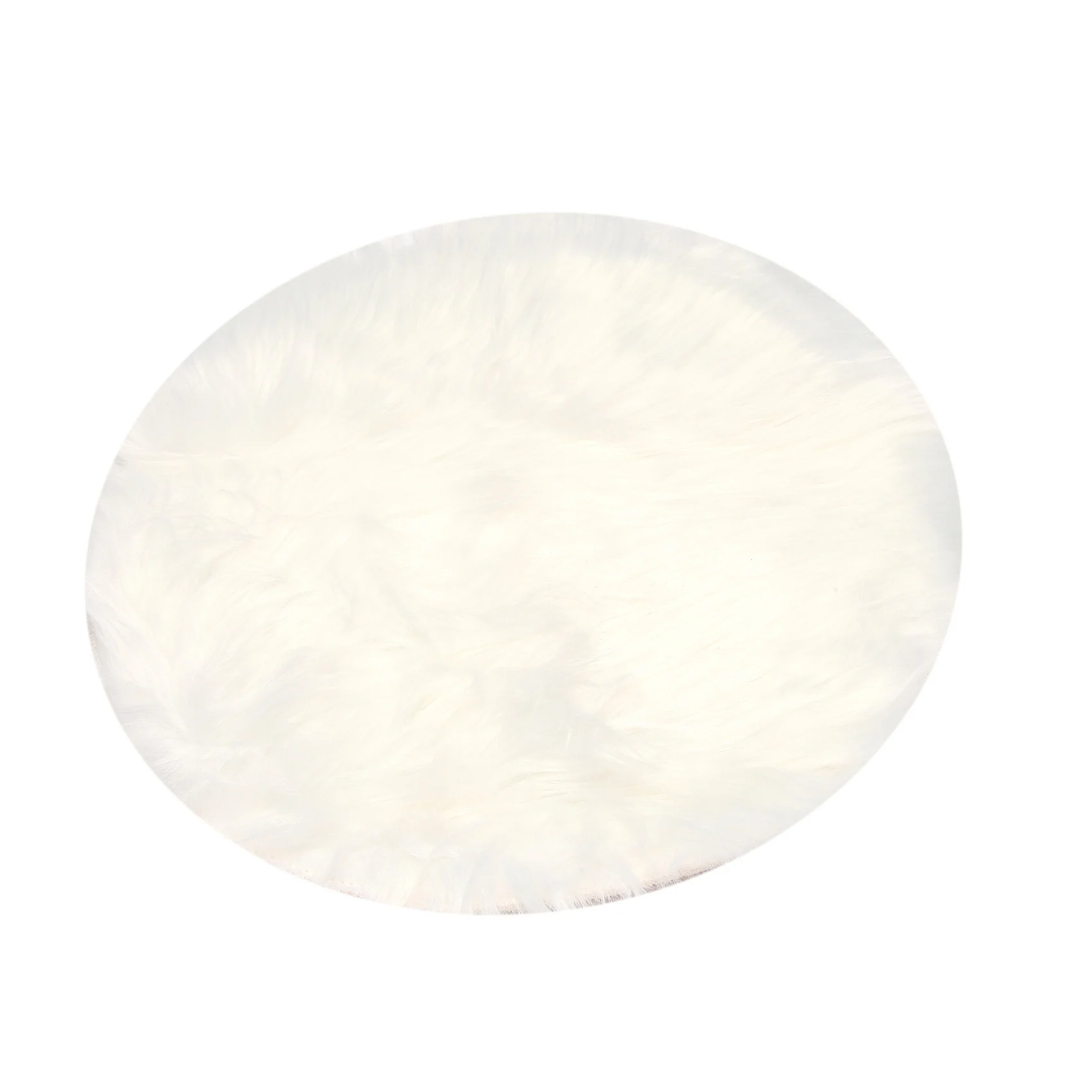 faux sheepskin wool carpet 30 x 30 cm soft longhair decorative carpet cushion Chair sofa mat (Round White)