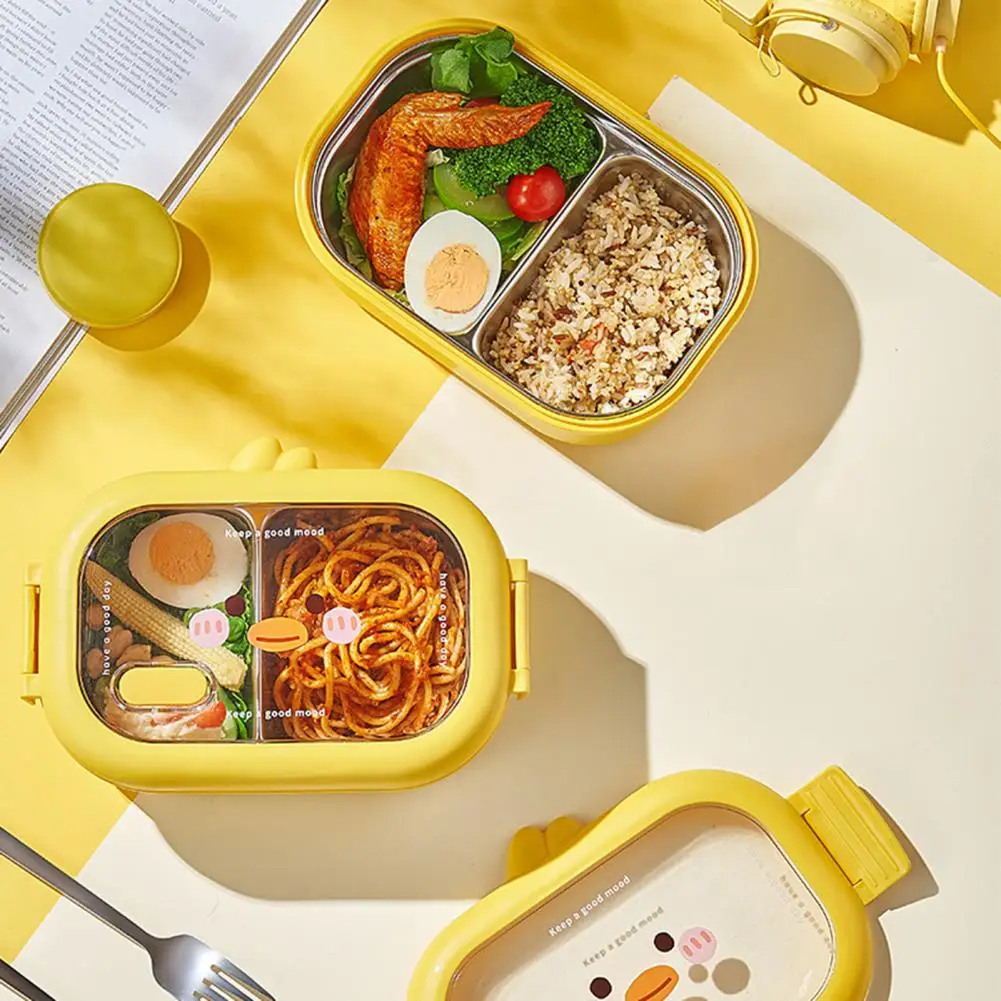 Durable Bento Box Micro-Wave Safe Keep Freshing Thickened Bottom Little Yellow Duck Stainless Steel Insulated Bento Box