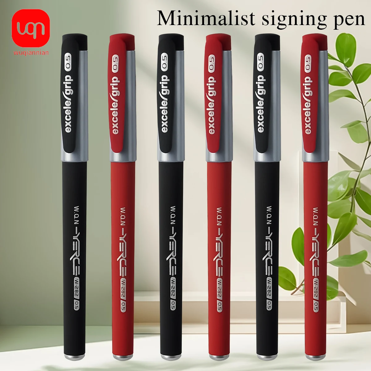 

WQN 3/6/12pcs Black/Red Signature Pens 0.5mm Tip Frosted Barrel Smooth Ink Flow Writing Practice Signature Pen