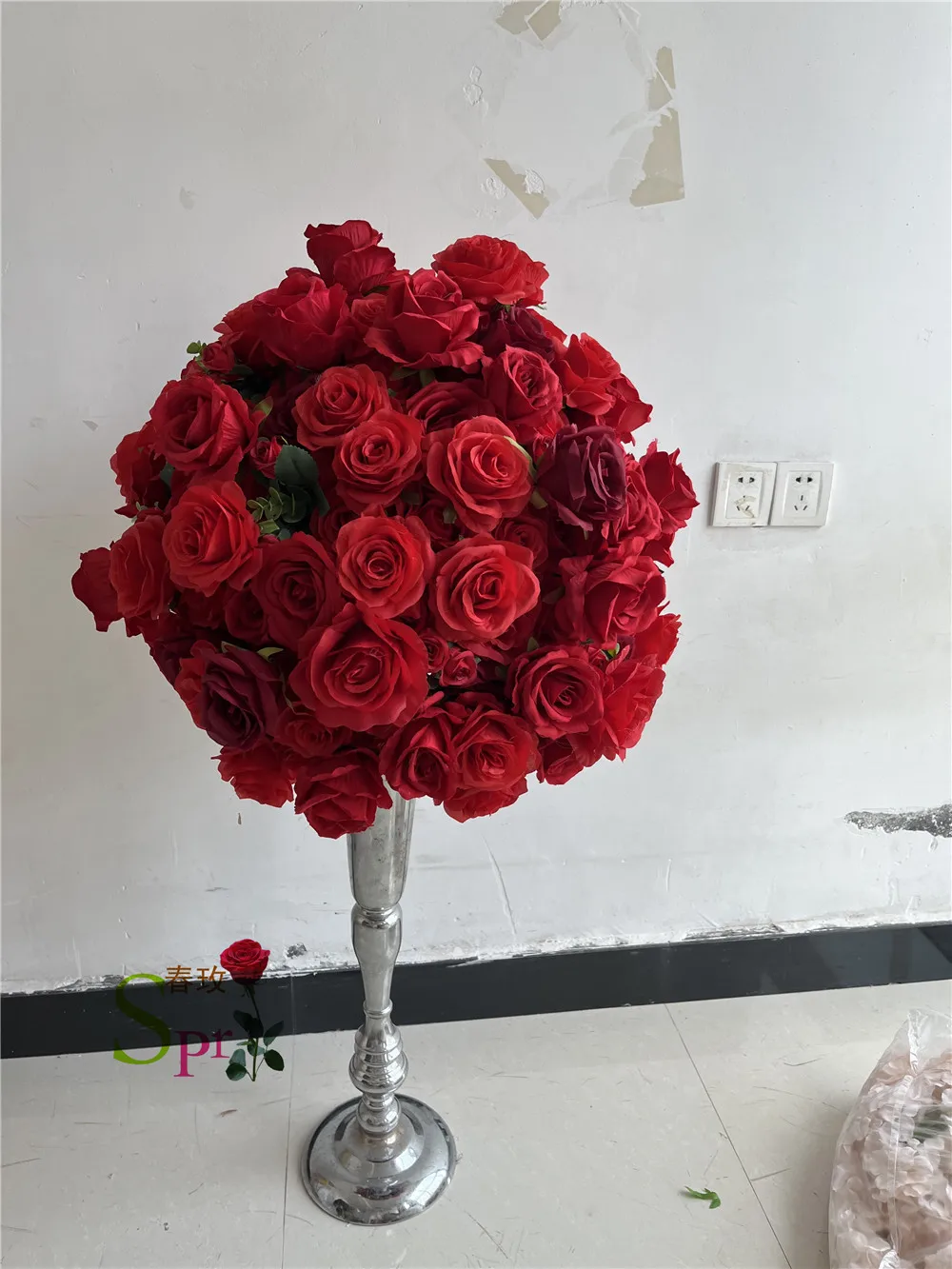 SPRCustom Artificial Peony Rose Flower Ball Arrangement Garland Decorative Stand Wedding Table Centerpiece Flower Ball