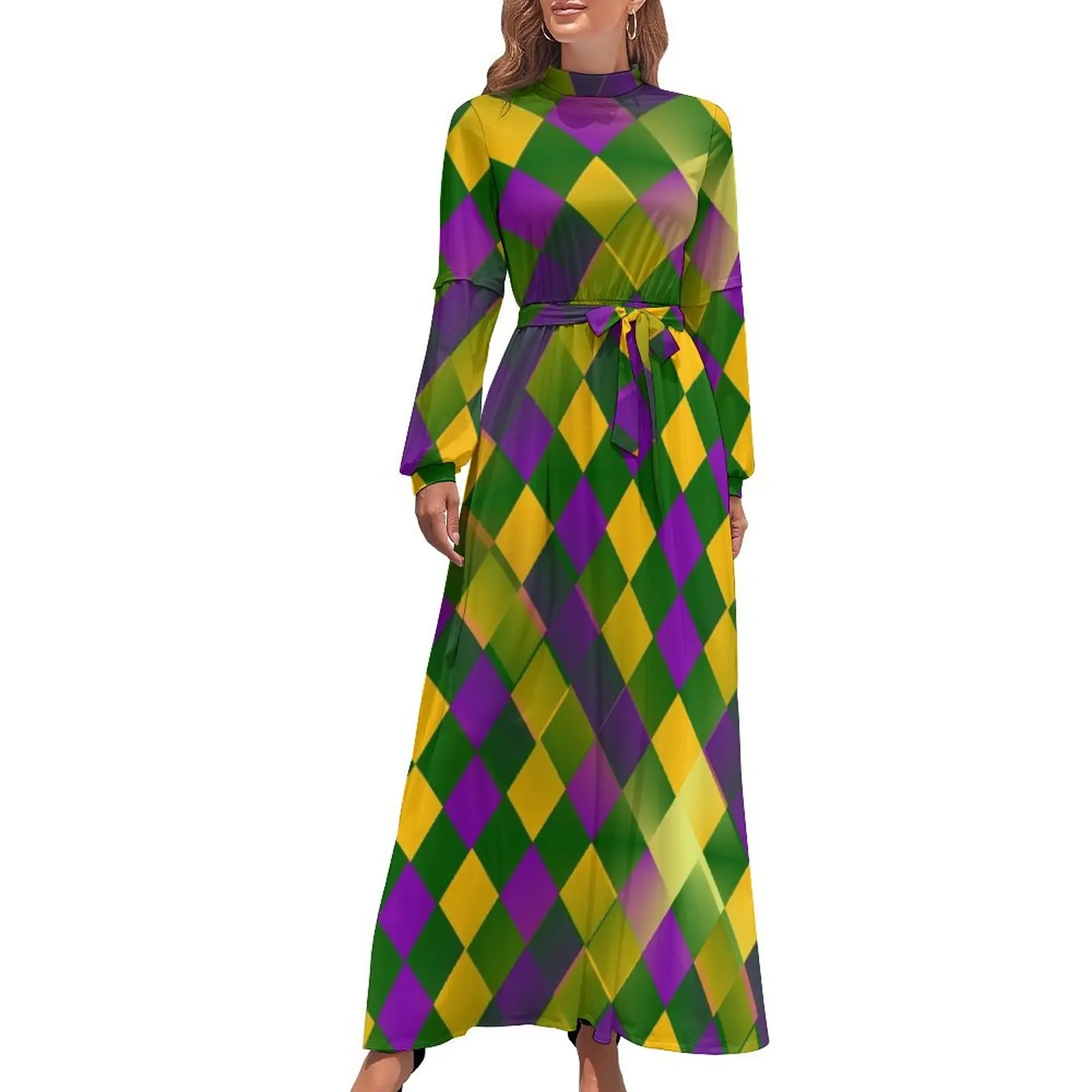 

Harlequin Mardi Gras Long Dress women long dresses evening dress women Prom gown