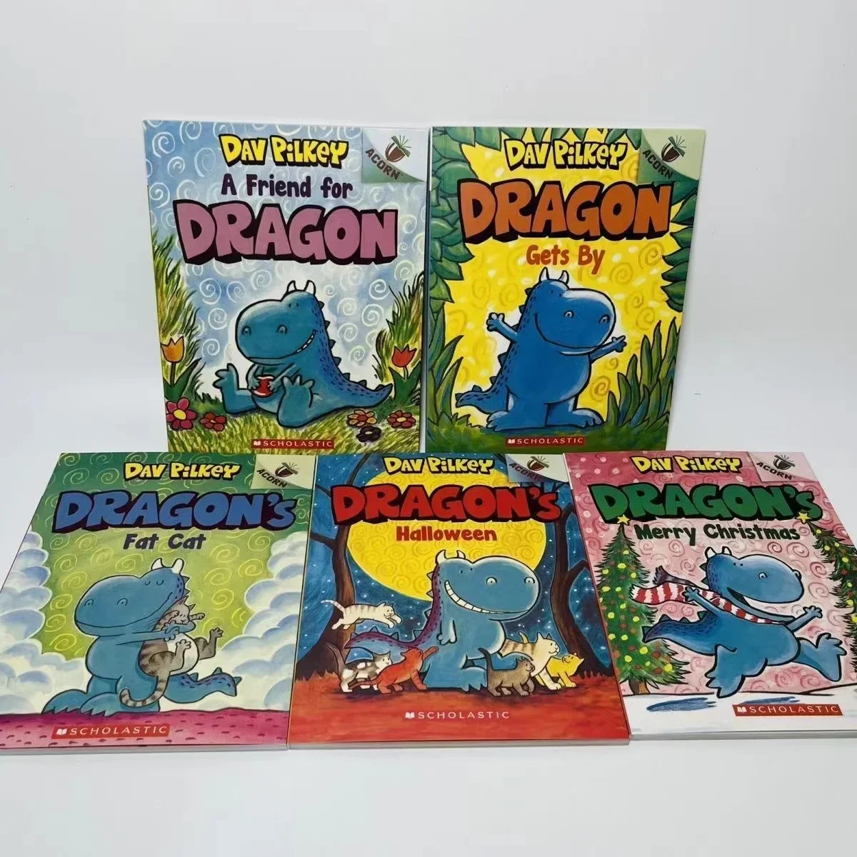 5 Books/Set Scholastic Dragon By Dav Pilkey Kids Picture Bedtime Reading Story Book Set In English Comic Books