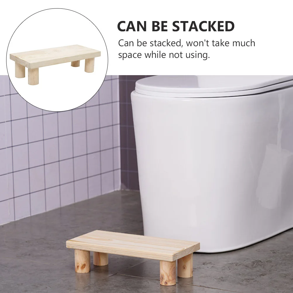 

Wooden High Stool Non Footrest for Bathroom Toilet Home Use Simple Stepping Stool