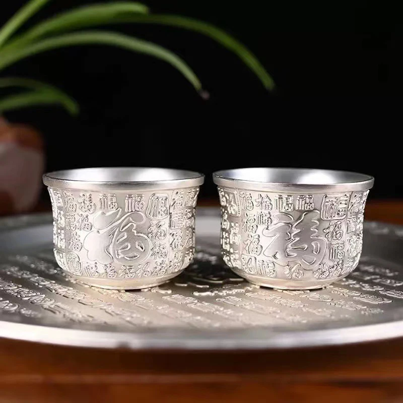 Retro Baifu Tea Set Wine Set Kung Fu Tea Set Chinese Handmade High-end Teacup Household Tea Bowl Set With Tray Teapot Gift Box