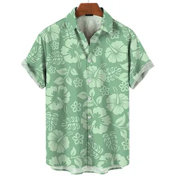Hawaiian Men's Shirt Colorful 3d Print Plants Flower Summer Fashion Short Sleeves Cool Street Button Lapel Blouse Tops Clothing
