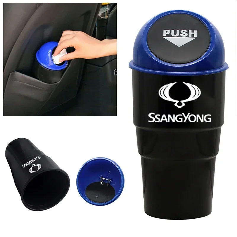 Car Plastic Flip Trash Can for SSANG YONG Actyon Rexton Kyron Korando Rodius Chairman Musso Tivolan Xlv Tivoli Water Cup Holder