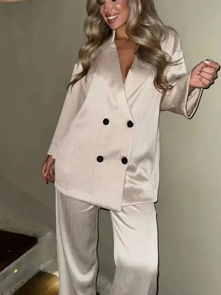 HH レディース カジュアル ルーズ ストレートパンツ エレガント ベージュ プリーツ入り ドローストリング ハイウエスト トラウザーズ 2024年新作 ファッション ワイドレッグパンツ