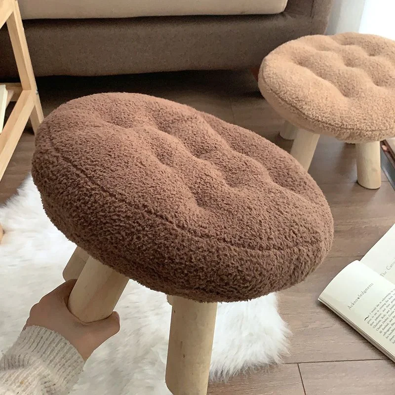 Creative Stool Nordic Furniture Solid Wood Small Stool Spherical Stool Removable Washable Furniture Round Ottomans Ins Pouf