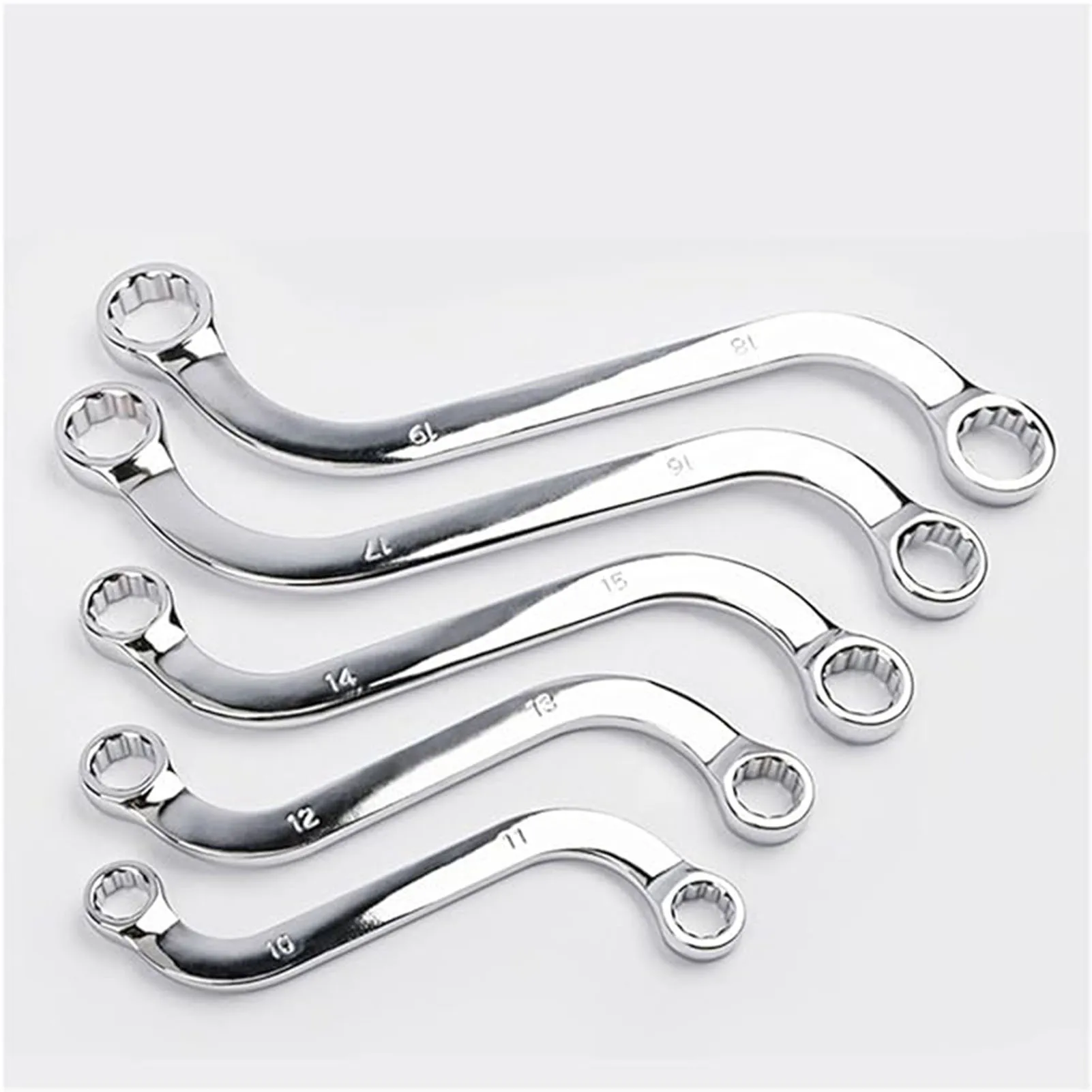 

5Pcs S-Style Box Wrench Set S-Shaped Wrench Adjustable Dual Head Ring Spanner Set Curved Design Multifunctional Wrench Set