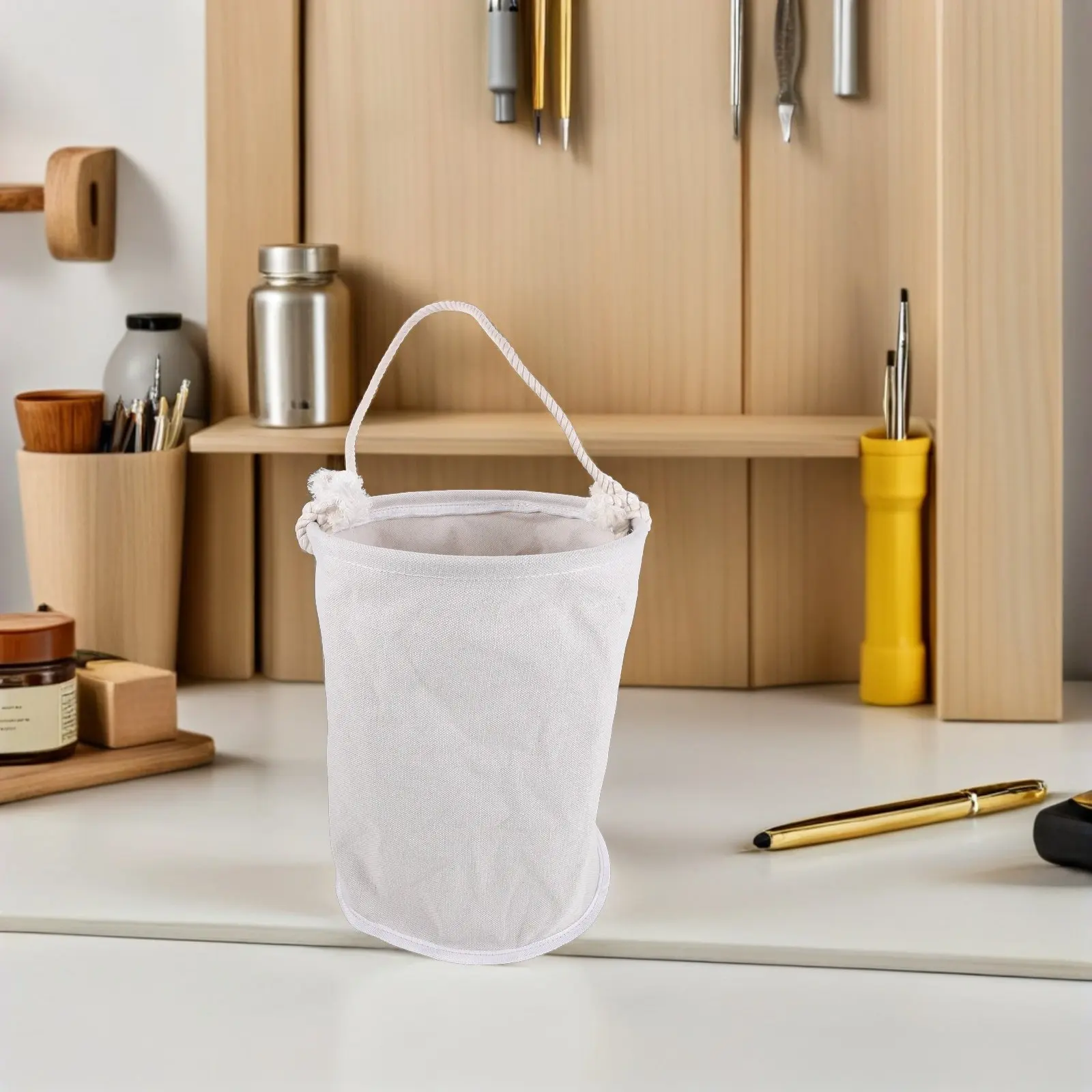 Electrician Canvas Tool Bucket 32Cm Industrial Strength Maintenance Tool Storage Bag with Rope Handle Hoisting Grommets Scaffold