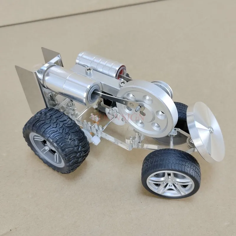 

physics experiment Educational toy Stirling engine car mode steam car micro generator mini engine diy steering trolley