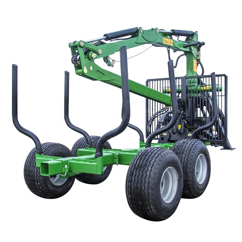 Customized 8 Ton Forest Machinery Log Trailers With Grapple Atv Farm Timber Log Loader With Trailer Crane