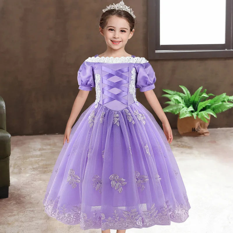 

Sophia Cosplay Costume Girls Halloween Party Dress Flower Girl Princess Dress For Weddings Birthday Elegant Ball Gown