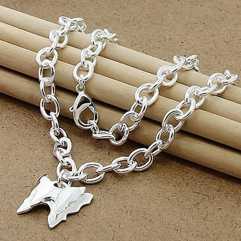 

925 Sterling Silver Double Butterfly Pendant Necklace For Women Wedding Party Fashion Charm Fine Jewelry