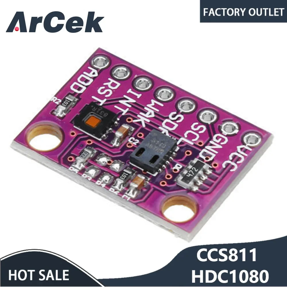 

CCS811 HDC1080 Carbon Dioxide CO2 Temperature And Humidity Sensor VOCs Air quality Monitor Sensor Module Winder Diy