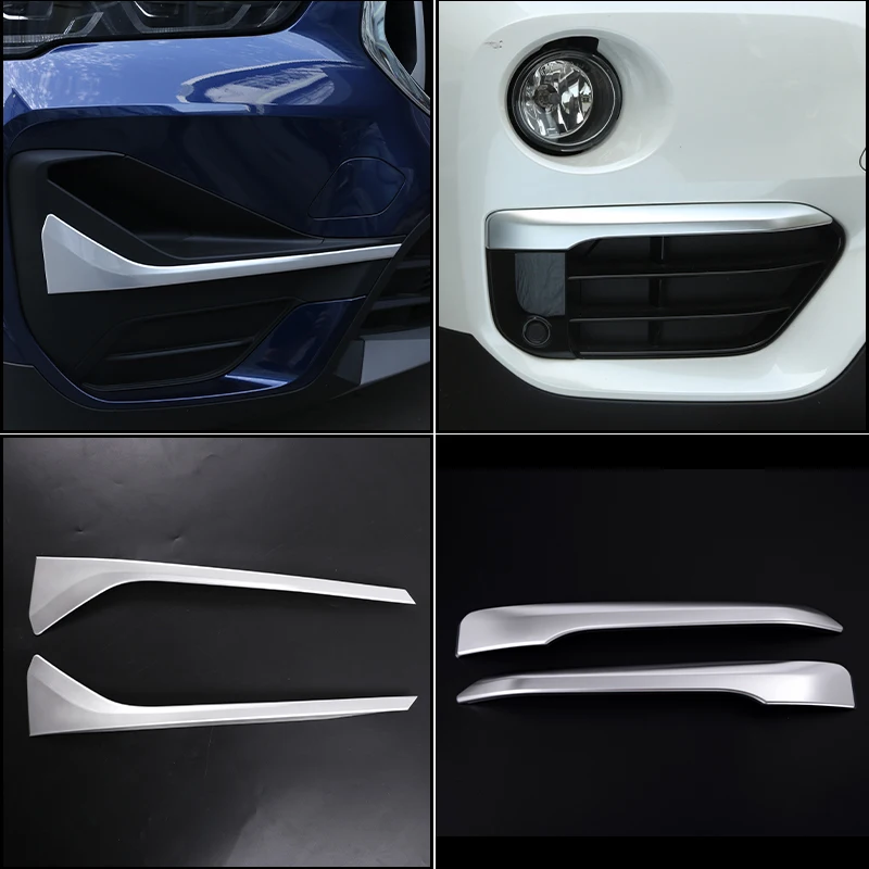 

x2 Front fog lamp decorative strip trimming stickers For BMW X1 F48 2016-2022 Car Exterior Decoration Accessories