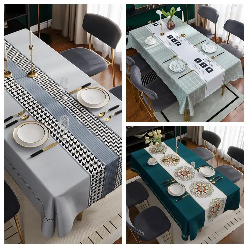 Kitchen Supplies Waterproof PVC Tablecloth Anti-Scald Printed Oil-Resistant Table Cloth Oil-proof Washable Table Cover Tabletop