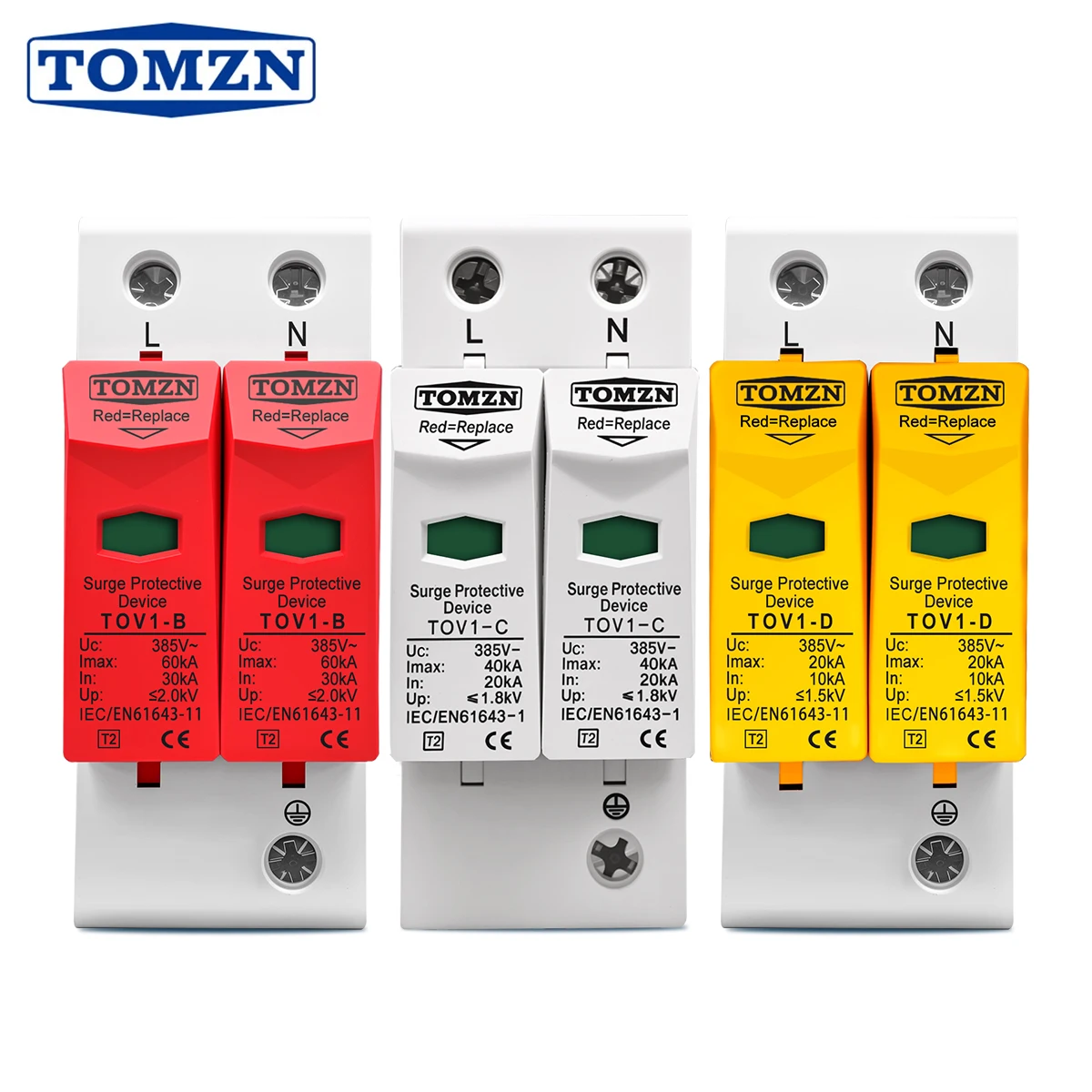 

AC SPD 1P+N 30KA~60KA D ~385V House Surge Protector Protective Low-voltage Arrester Device
