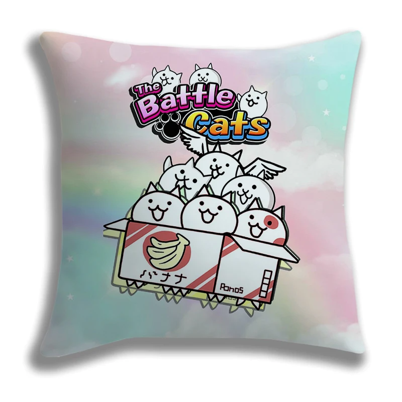 Cute Cartoon The Battle Cats Pillow Case Single-sides Pillowcase 45*45cm Home Decorative Throw Pillow Cover Sofa Cushion Cover