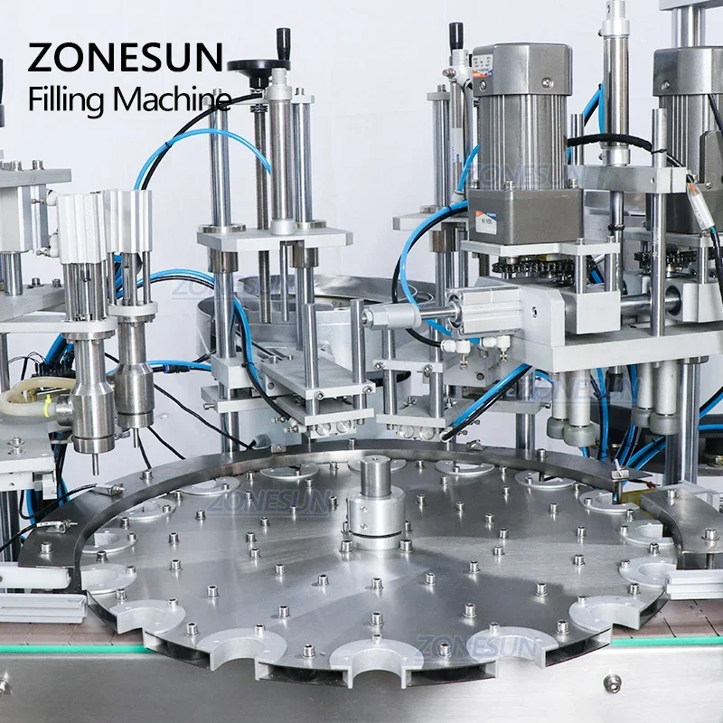 ZONESUN Custom Full Automatic Cream Paste Beverage Juice Bottle Vial Filling And Capping Machine for Cosmetic