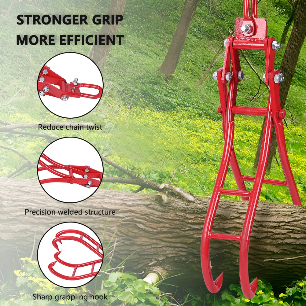 Pinzas de elevación de troncos de 28 "con 1 par de guantes de alta resistencia, 4 garras, garra de madera fellada, gancho de registro
