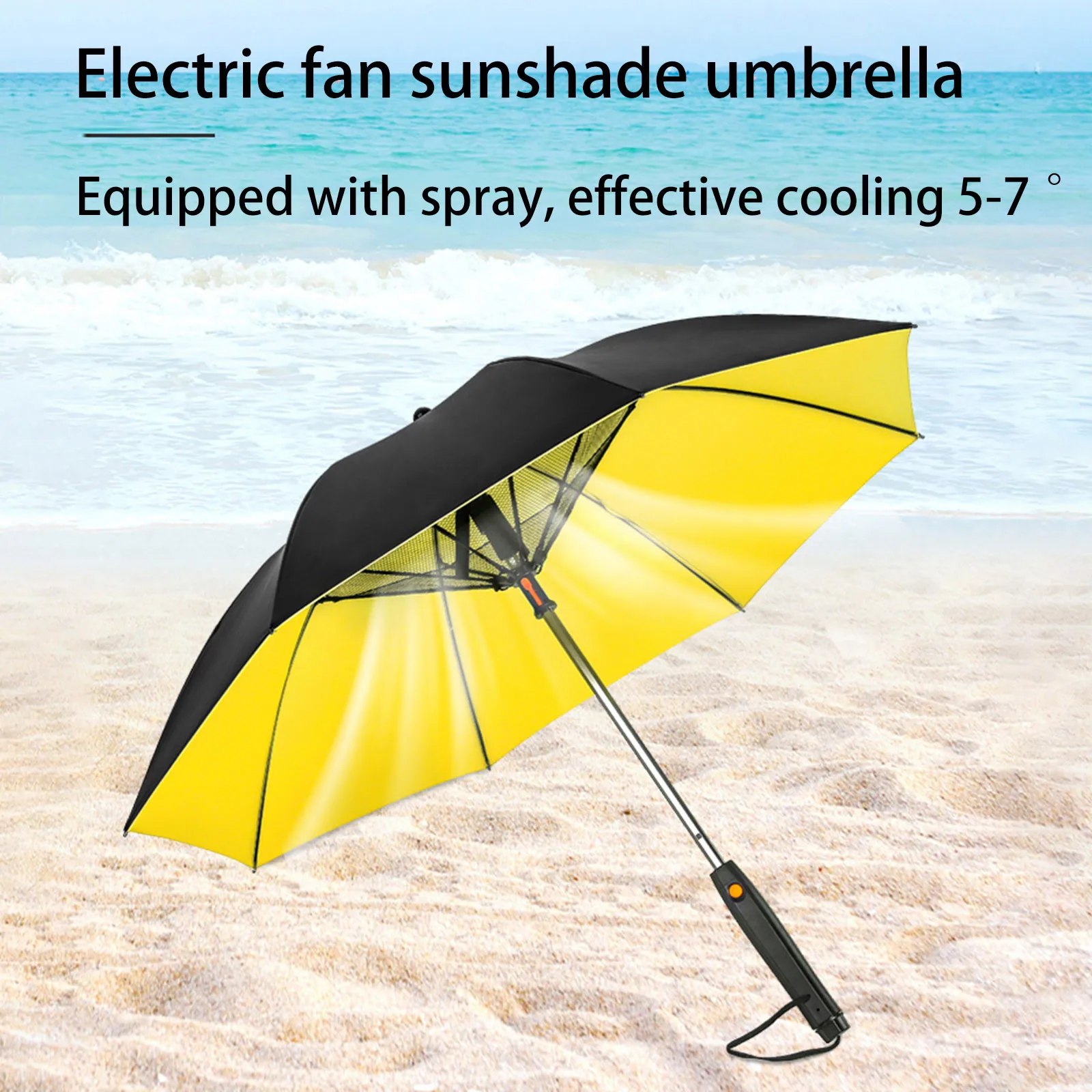 

Sun Umbrella with Fan Misting Portable Fan for UPF 50+ Sun Cooling Umbrella Battery Powered Summer Cooler for Outdoor Beach
