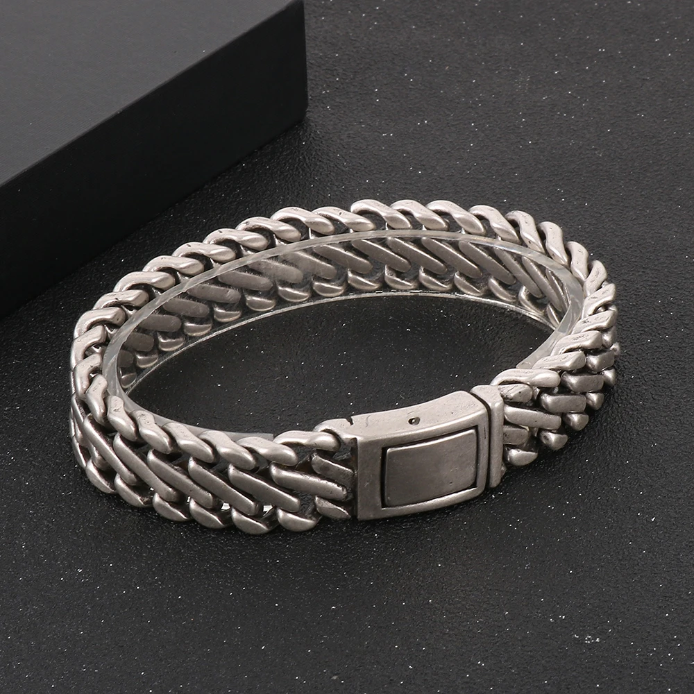 New Design Retro Curb Cuban Chain Bracelet For Men Punk Hip Hop Stainless Steel Simple Bracelets Fashion Party Jewelry Wholesale