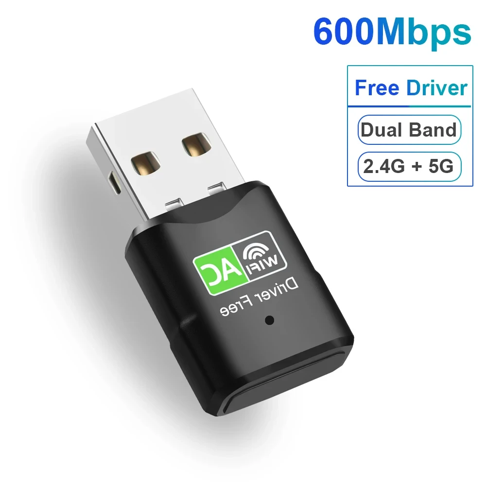 600Mbps Mini USB 3.0 WiFi Adapter Free Driver Wireless Network Card Dual Band 2.4/5GHz WiFi Adapter For PC Desktop Laptop