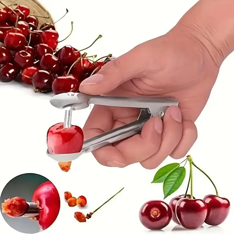 1pc Food-Grade Stainless Steel Cherry Pitter Quick Pitting Tool Suitable For Home Kitchen Outdoor Use