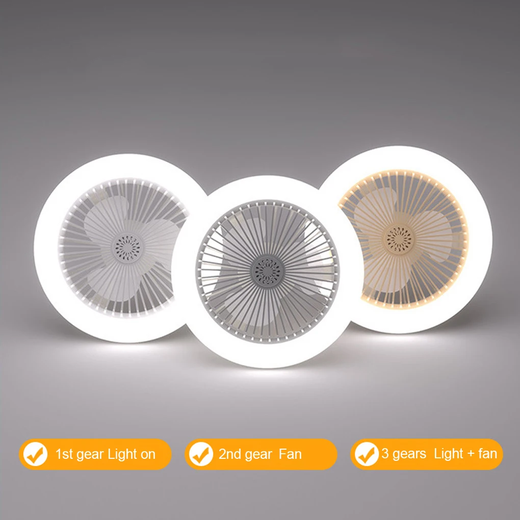 E27 LED Ceiling Fans with Light Remote Control Dimmable Ceiling Lamp Bulb Indoor Bedroom Chandelier with Cooling Fan 3 Modes