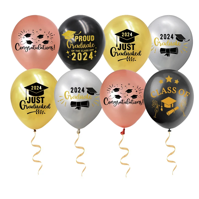 

Congratulation Balloons Black Gold Grad Cap Congrats Grad Confetti latex Balloon Graduation Party Decoration Class of 2024 gift