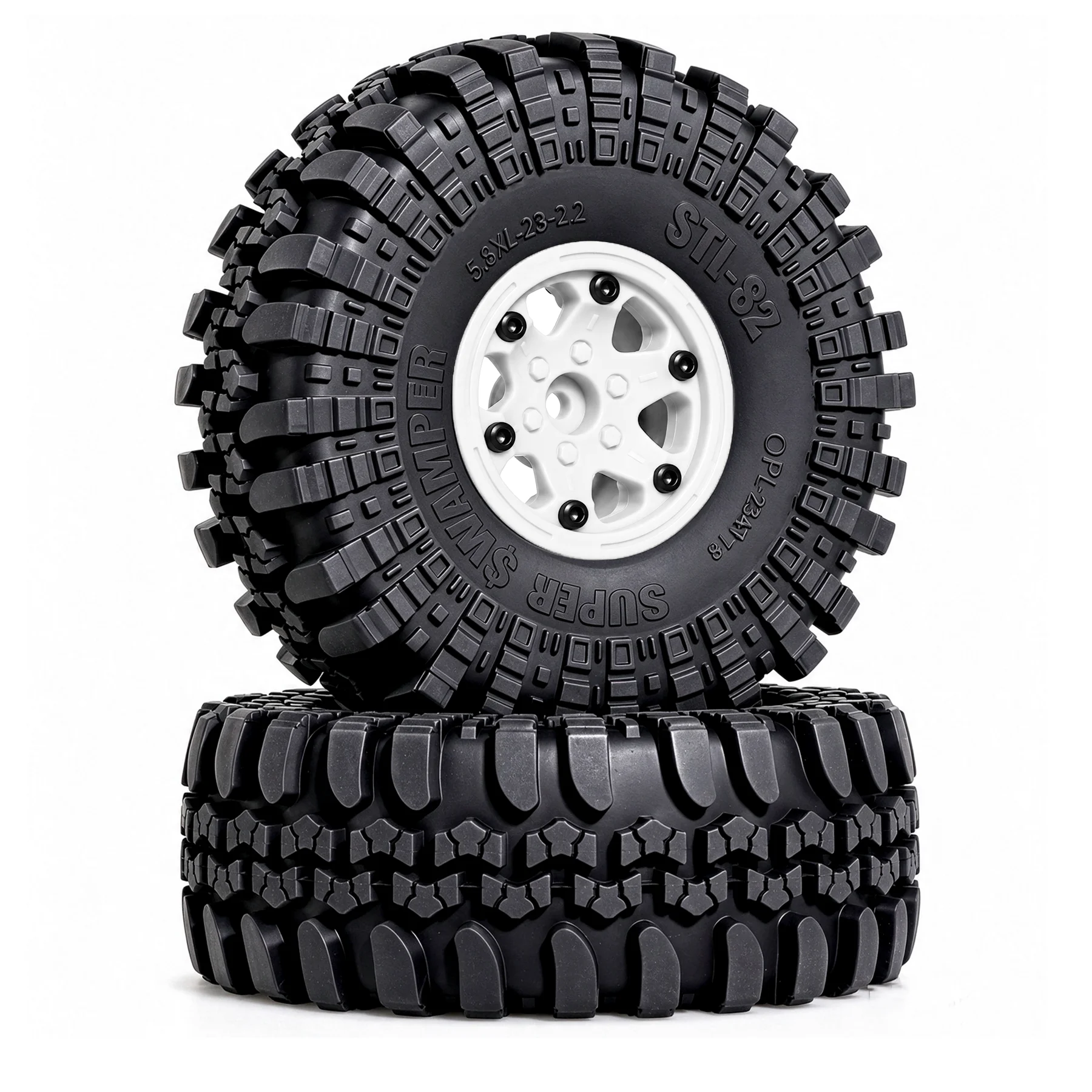 RED SPIDER 4Pcs 2.2 Inch Deep Lug Mud RC Tyres Rubber Tire + Nylon Plastic Rim Set Fit 1:10 Wraith RR10 Traxxas TRX6 Crawler Car